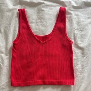aeropostale Ribbed V-Neck Tank Top - Red